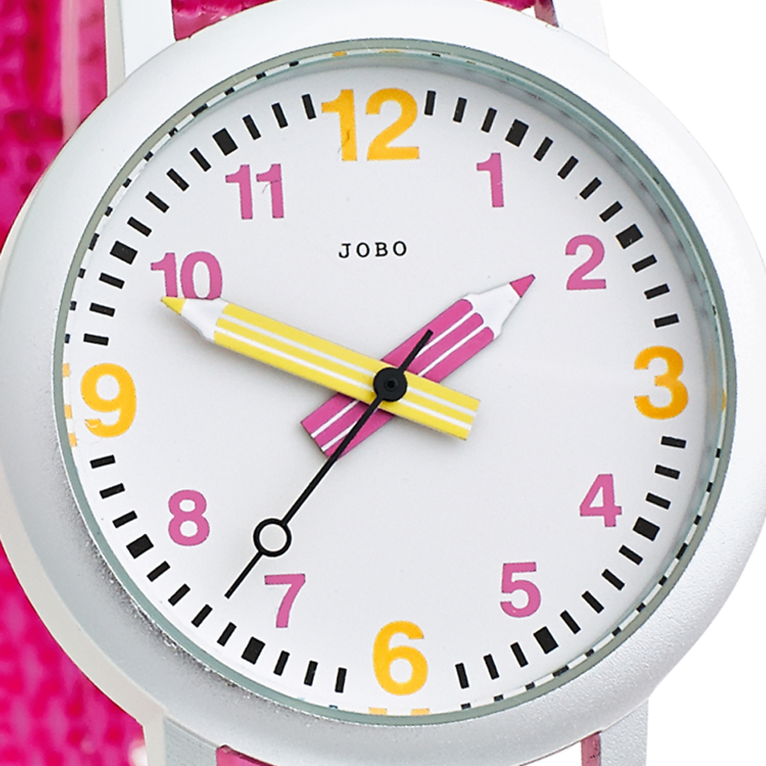 JOBO Kinder Quarz Edelstahlboden Analog pink Aluminium Kinderuhr Armbanduhr